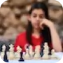 Chessboard with girl in background